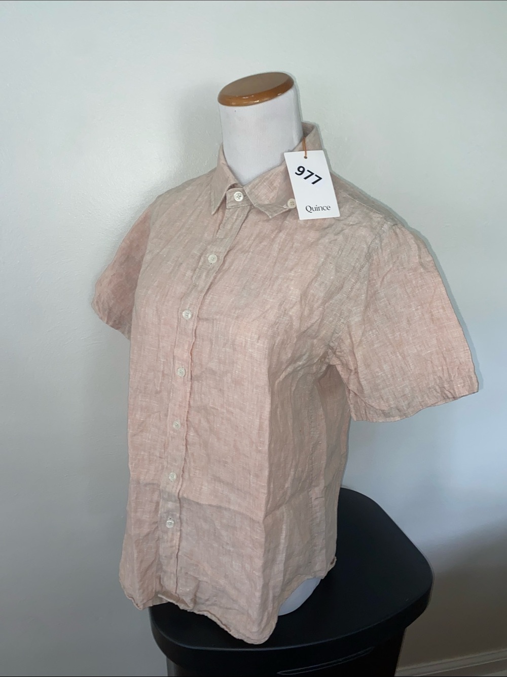 Quince Men’s Short-Sleeve Button-Down Shirt in Pale Pink